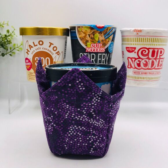 Microwave Pint Size Cozy for Noodles, Oatmeal, Stir Fry Ice Cream Purple Swirl - Picture 4 of 4